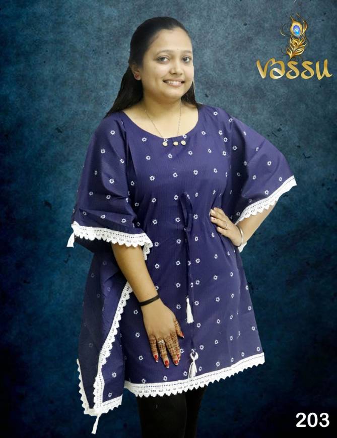 Vassu Kaftan 2 Stylish Casual Wear Cotton Printed Ladies Top Collection
